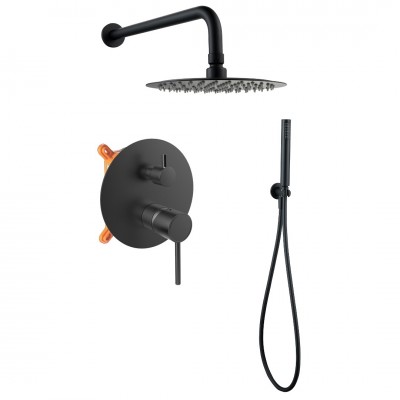 Μπαταρία Ντουζιέρας Μίξεως Σετ με Ντούς Μαύρη Εντοιχισμού 2 Ροών DOT Interflex 087794