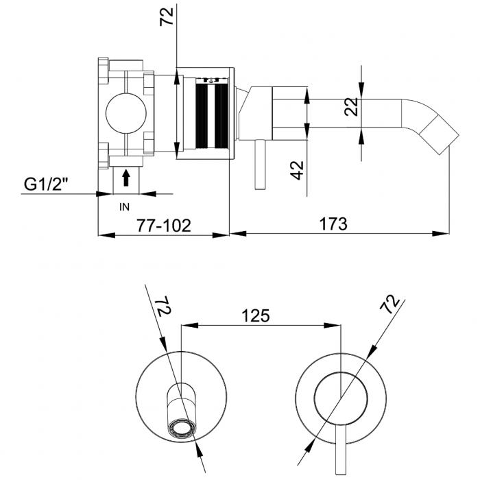 Μπαταρία Νιπτήρα Μίξεως INOX 316L Εντοιχισμού ANDROMEDA Interflex 087798