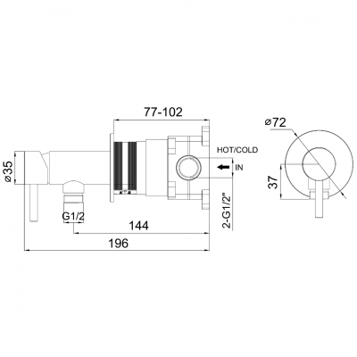 Μίκτης Εντοιχισμού Εξωτερικής Παροχής INOX 316L ANDROMEDA Interflex 087800