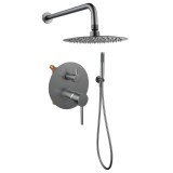 Μπαταρία Ντούς Εντοιχισμού 2 Ροών Σετ GUN METAL Interflex 087802