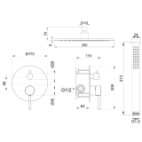 Μπαταρία Ντούς Εντοιχισμού 2 Ροών Σετ GUN METAL Interflex 087802