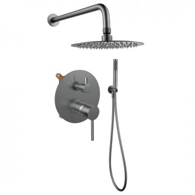 Μπαταρία Ντούς Εντοιχισμού 2 Ροών Σετ GUN METAL Interflex 087802