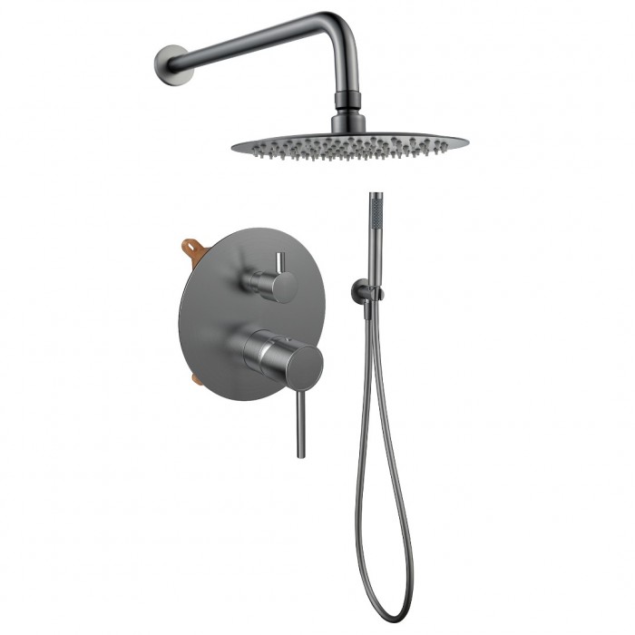 Μπαταρία Ντούς Εντοιχισμού 2 Ροών Σετ GUN METAL Interflex 087802