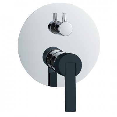 Μπαταρία Ντουζιέρας Μίξεως Χρωμέ με Μαύρο Χέρι Εντοιχισμού Δύο Ροών HERMES 087817