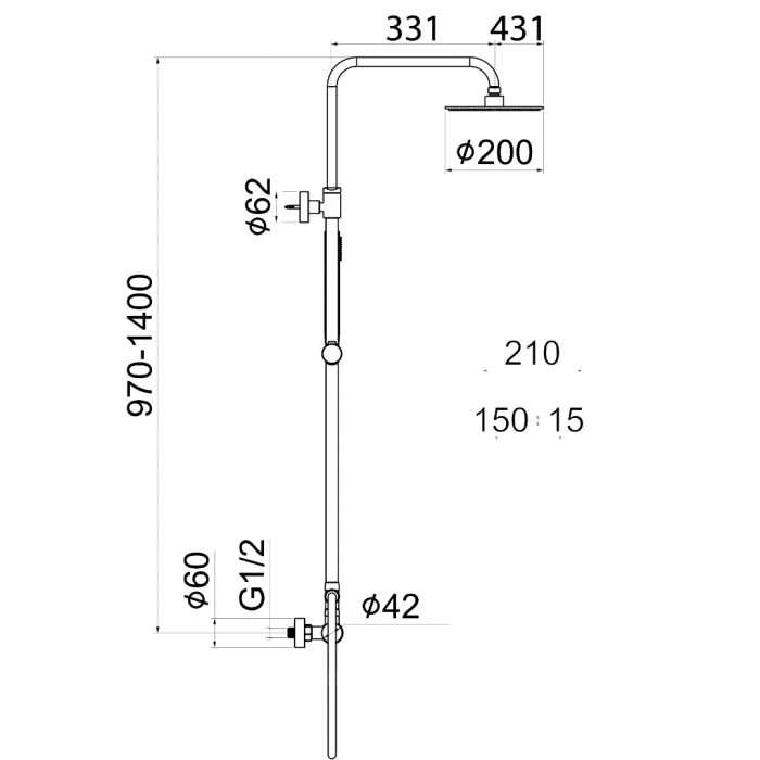 Μπαταρία Ντουζιέρας Χρωμέ Compact 2 Ροών Interflex 087877