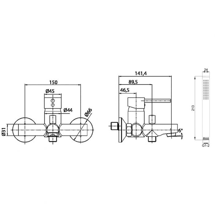 Μπαταρία Mπάνιου με Σετ Ντους Χρωμέ ART DOT Interflex 087904