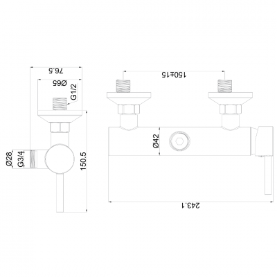 Μπαταρία μπάνιου με σετ ντους Μαύρη DOT COMPLETE Interflex 087906
