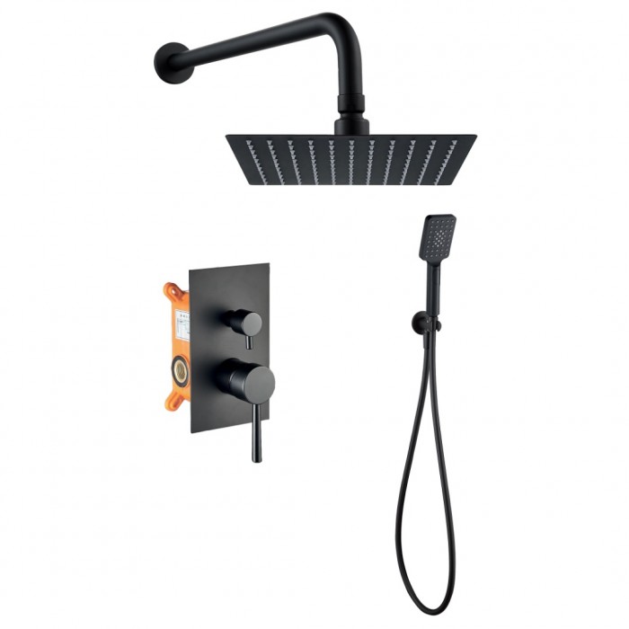 Μπαταρία Ντουζιέρας Μίξεως Σετ Μαύρη Εντοιχισμού 2 Ροών FINE Interflex 087924