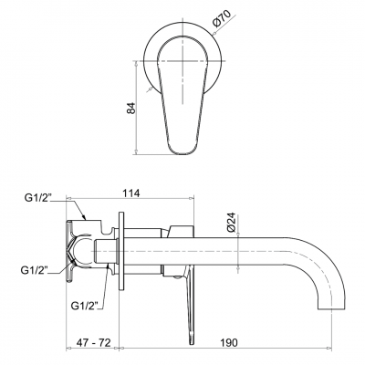 Μπαταρία Νιπτήρος Εντοιχισμού Century Χρωμέ Interflex 087929