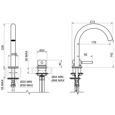 Αναμεικτική Μπαταρία Νιπτήρος Χρωμέ Επικαθήμενη Kobuk Interflex 087935