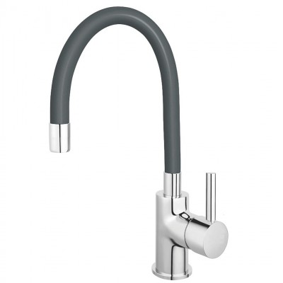 Μπαταρία Αναμεικτική Νεροχύτη πάγκου ψηλή Flex Χρωμέ με Ανθρακί Εύκαμπτο Ρουξούνι Interflex 087937