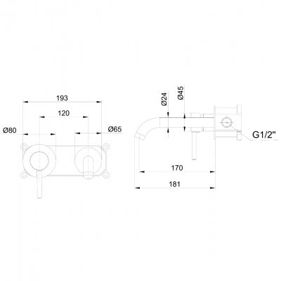 Μπαταρία Ντουζιέρας Μίξεως Σετ με Ντούς Μαύρη Εντοιχισμού 2 Ροών DOT Interflex 087794