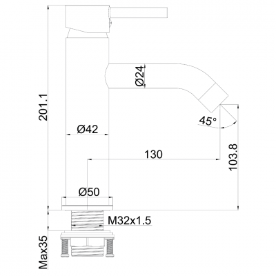 Μπαταρία Νιπτήρα Art/Dot Gun Metal 35mm με Βαλβίδα Interflex 087977
