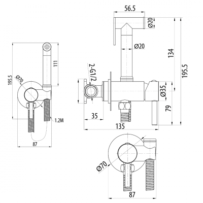 Σετ Διακόπτη Μπιντέ Αναμεικτικός Εντοιχιζόμενος με Στήριγμα Minimal 097787