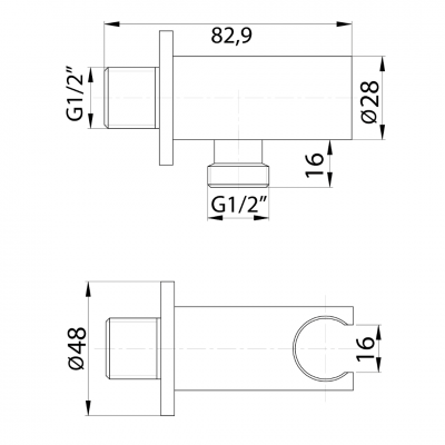 Επίτοιχη Παροχή Νερού με Στήριγμα Square Χρωμέ Interflex 096950