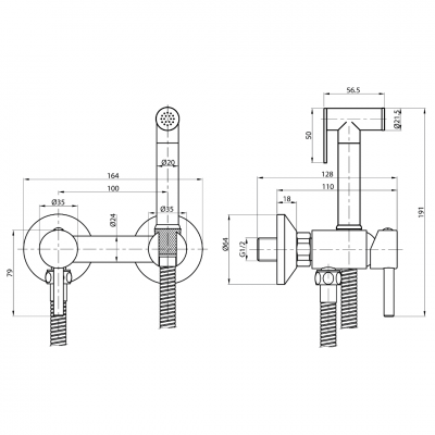 Σετ Διακόπτη Mix Μπιντέ Χρωμέ Ητα με Στήριγμα Interflex 097141