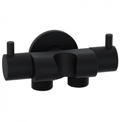 Διακόπτης Μπιντέ Οριζόντιος 1/2'' με Στήριγμα Double Round Μαύρος 097661