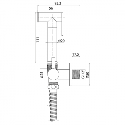 Σετ Μπαταρία-Διακόπτης Αναμεικτικός Γωνιακός Μπιντέ με Στήριγμα, Σπιράλ & Τηλέφωνο Gun Metal ROUND Interflex 097782