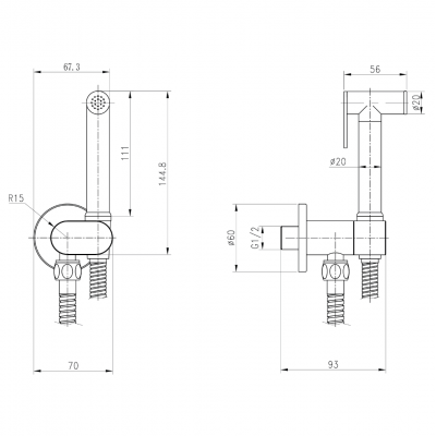 Σετ Διακόπτη Mix Μπιντέ Χρωμέ Terra με Στήριγμα Interflex 097788