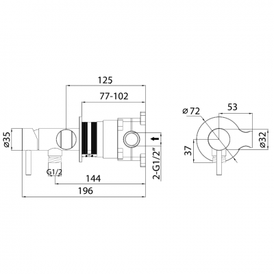 Σετ Διακόπτη Μιξ Μπιντέ με Στήριγμα INOX 316L ANDROMEDA Interflex 097807