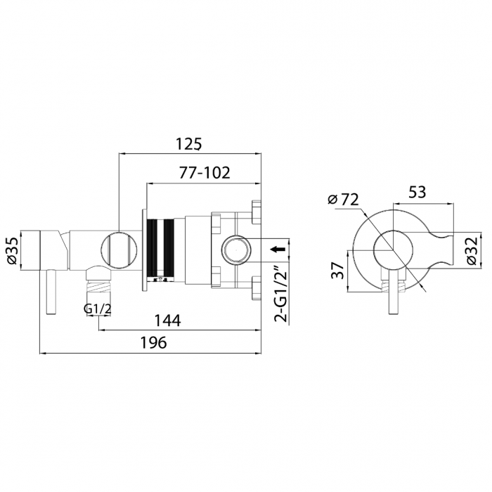 Σετ Διακόπτη Μιξ Μπιντέ με Στήριγμα INOX 316L ANDROMEDA Interflex 097807