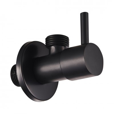 Διακόπτης Γωνιακός Μαύρος 1/2' Μισόστροφος Στρογγυλός Μαύρος MINIMAL Interflex 097838