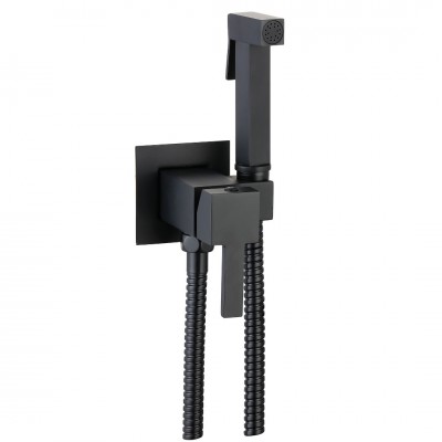 Σετ Διακόπτη Mix Μπιντέ Μαύρος Square με Στήριγμα Interflex 097843