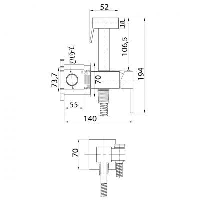 Σετ Διακόπτη Mix Μπιντέ Μαύρος Square με Στήριγμα Interflex 097843
