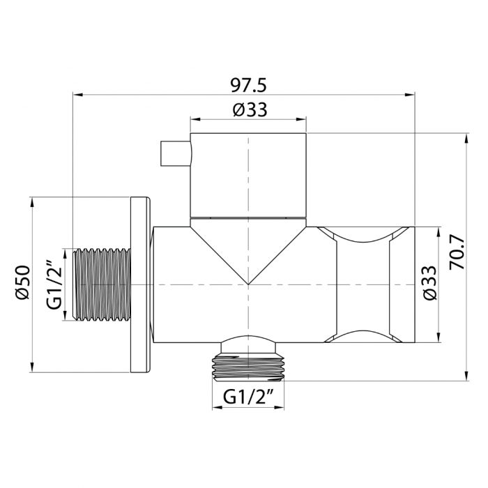 Διακόπτης Μπιντέ Round Front Χρωμέ Interflex 097881