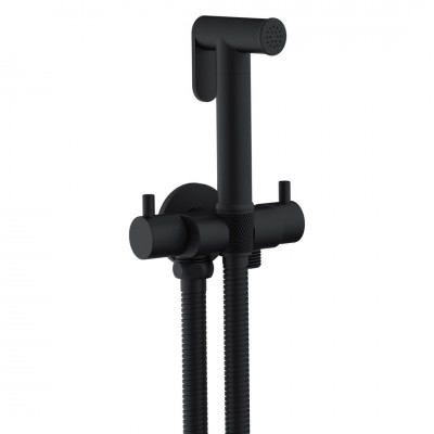 Σετ Διακόπτης Μπιντέ Οριζόντιος 1/2'' με Στήριγμα Double Round Μαύρο 097883