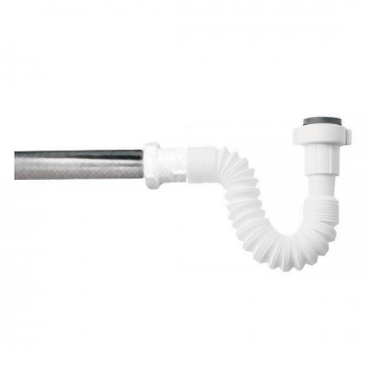 Πλαστικό Σιφώνι Νιπτήρα Σπιράλ Λευκό με Μεταλλική Ουρά Ορειχάλκινη 1 1/4'' Ø32 Interflex 121055