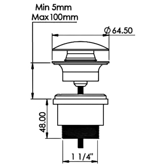 Βαλβίδα Nιπτήρος, 7-12cm, Xωρίς Yπερχείλιση από Oρείχαλκο Μαύρο Ματ Interflex 127004