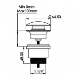 Βαλβίδα Νιπτήρα pop-up Universal Λευκή Ματ με μήκος εώς 12cm Interflex 127640