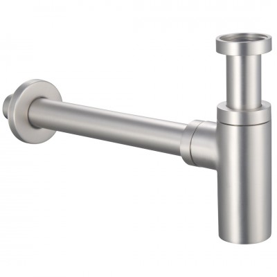 Σιφώνι Νιπτήρα Ορειχάλκινο Στρογγυλό σε NICKEL BRUSHED Χρώμα ROUND interflex 127764