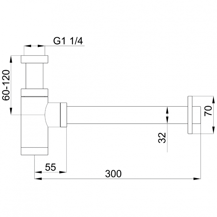 Σιφώνι Νιπτήρα Ορειχάλκινο Στρογγυλό σε GUNMETAL Χρώμα ROUND interflex 127765