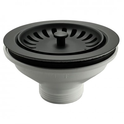 Ημιαυτόματη Βαλβίδα Νεροχύτη Βαρέου Τύπου με Πύρο Μαύρη Interflex 127779