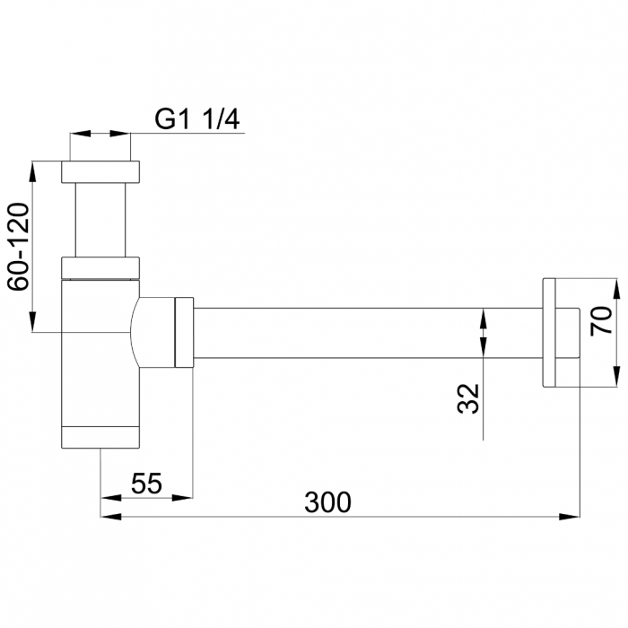 Μεταλλικό Σιφώνι Νιπτήρα Στρογγυλό ROUND 316L ANDROMEDA Interflex 127810