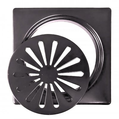 Σχάρα Δαπέδου Μπάνιου Στρογγυλή Ανοξείδωτη 304 12x12 Gun Metal Interflex 147998