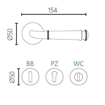 Πόμολα Πόρτας (Μονό ή Ζεύγος) Χειρολαβή με Ροζέτα Bespoke ILAVIO 2601 Brass Material BRONZE 04