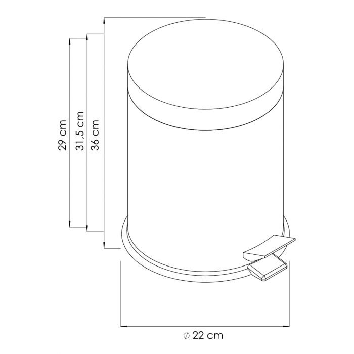 Χαρτοδοχείο Μπάνιου 5 Ltr Χρωμέ Interflex 182209