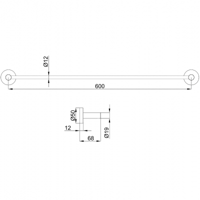 Πετσετοθήκη Μονή INOX 316L ANDROMEDA 60cm Interflex 187814