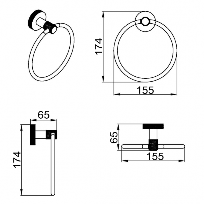 Κρίκος Πετσέτας 174x155mm Χρωμέ Interflex 187894