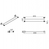 Πετσετοθήκη Διπλή 610x127mm Χρωμέ Interflex 187896