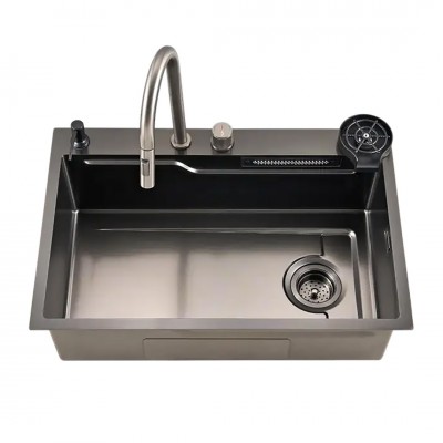 Ενθετος Πολυλειτουργικός Νεροχύτης με Μπαταρία Ασημί (80×50 cm) Hydra PVD Black