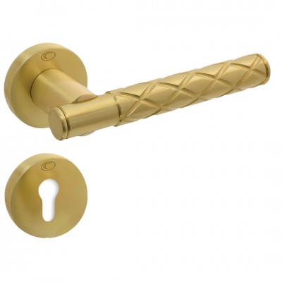 Πόμολα Πόρτας (Μονό ή Ζεύγος) Χειρολαβή με Ροζέτα Convex 2305 Ματ Ορείχαλκος S02S02