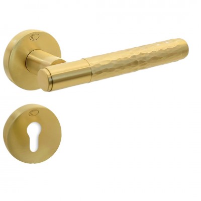 Πόμολα Πόρτας (Μονό ή Ζεύγος) Χειρολαβή με Ροζέτα Convex 2315 Ματ Ορείχαλκος S02S02