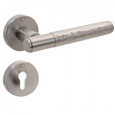 Πόμολα Πόρτας (Μονό ή Ζεύγος) Χειρολαβή με Ροζέτα Convex 2315 Ματ Νίκελ S05S05