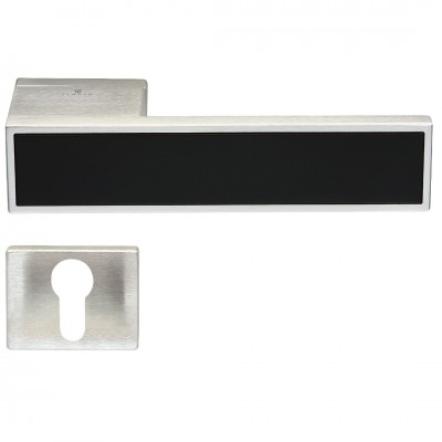Πόμολα Πόρτας (Μονό ή Ζεύγος) Χειρολαβή με Ροζέτα Contemporary Square ILAVIO 2566 ZINC ALLOY MATERIAL CHROME MAT/ BLACK SOFT TOUCH 1786