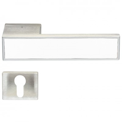 Πόμολα Πόρτας (Μονό ή Ζεύγος) Χειρολαβή με Ροζέτα Contemporary Square ILAVIO 2566 ZINC ALLOY MATERIAL CHROME MAT/ WHITE SOFT TOUCH 1787