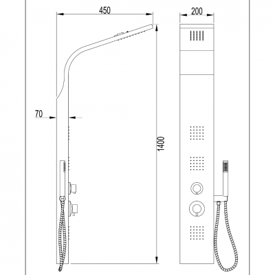 Στήλη ντους-υδρομασάζ Μαύρο ματ 267851